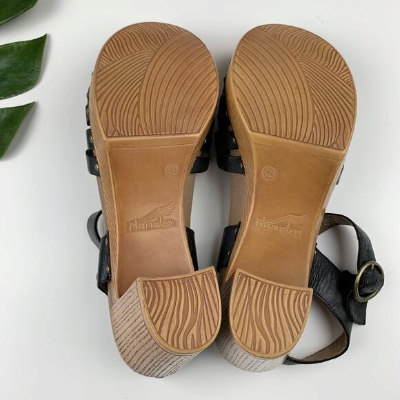 Dansko Dawson Heeled Sandals Strappy Black Leather Women's 42 US 11.5 12 - Picture 11 of 13